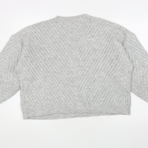 Topshop Women's Grey Knit Jumper, Size L, Crew Neck