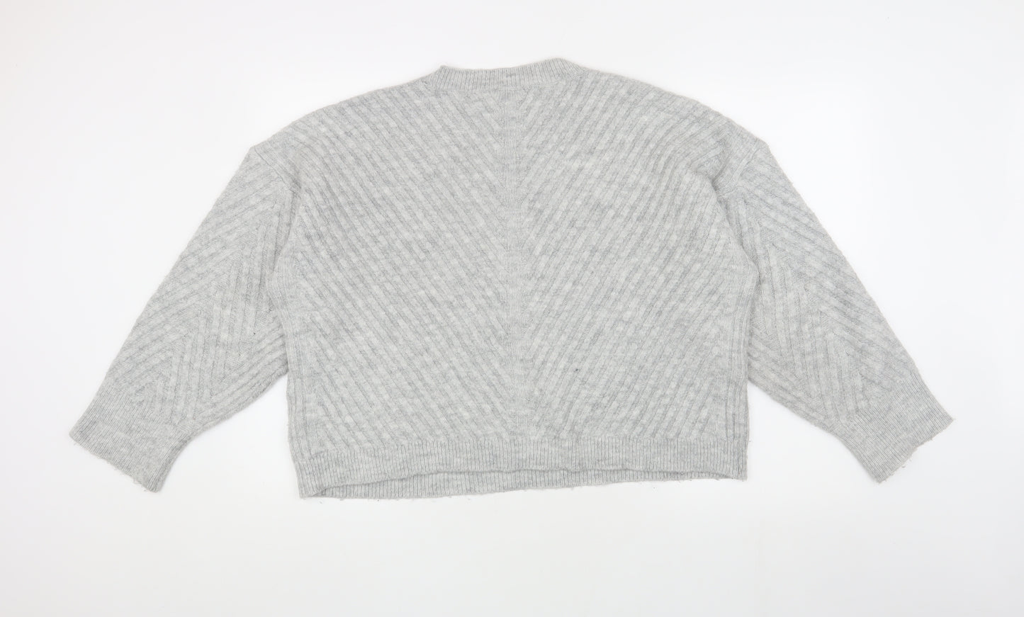 Topshop Women's Grey Knit Jumper, Size L, Crew Neck