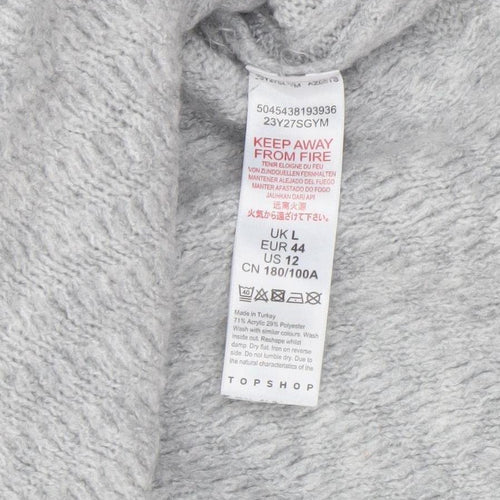 Topshop Women's Grey Knit Jumper, Size L, Crew Neck