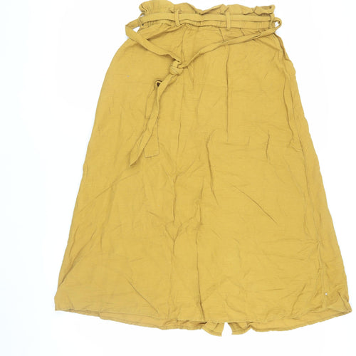 Pieces Women Yellow Long Linen A-Line Skirt