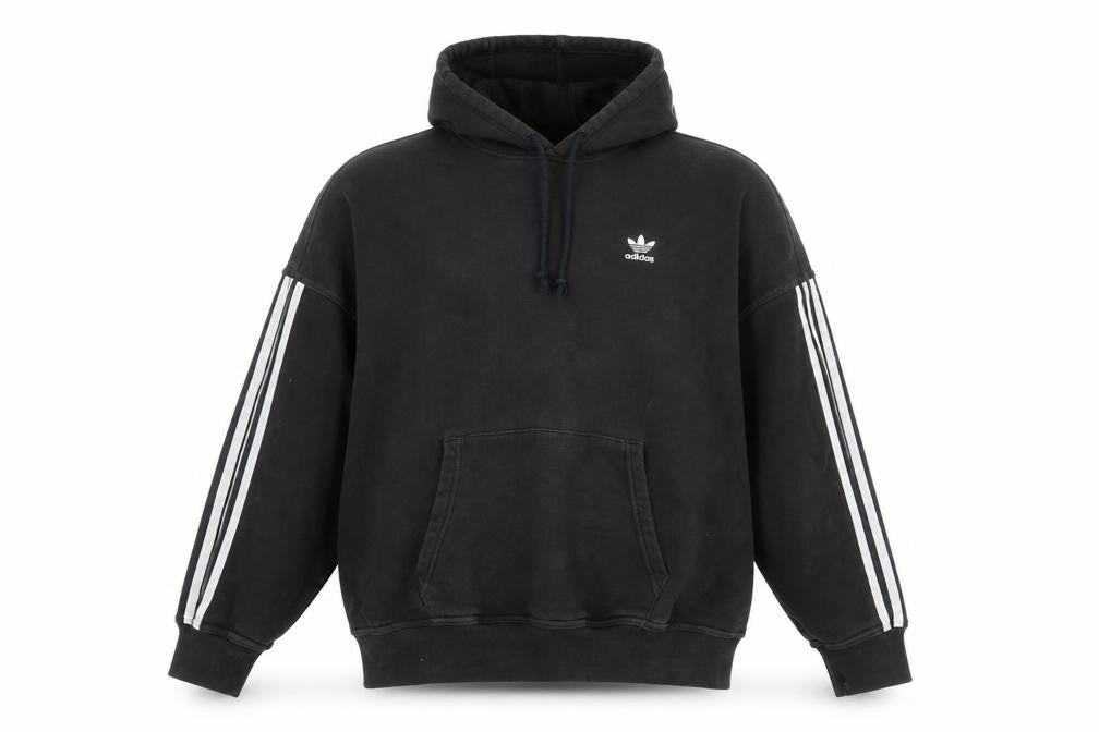 Front view of Adidas Men's Black Pullover Hoodie XS - Logo Accents