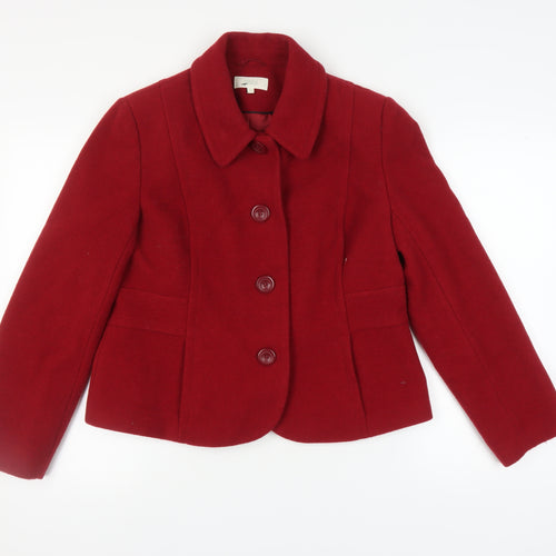 Marks and Spencer Women's Red Wool Blend Jacket Size 16