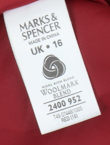 Marks and Spencer Women's Red Wool Blend Jacket Size 16