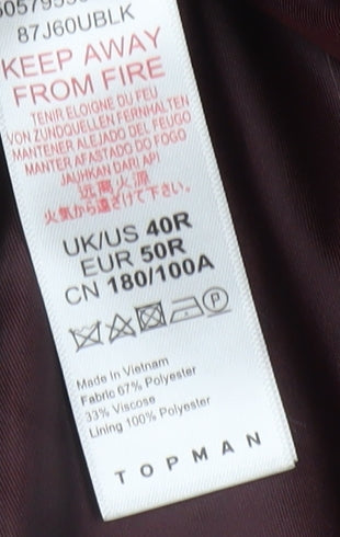 Topman Men's Black 40R Blazer Jacket Formal