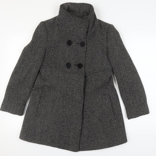Tuchuzy Women's Black Tweed Coat Size 12 Double-Breasted
