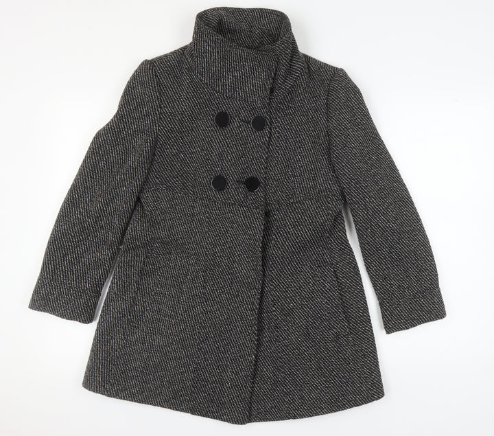 Tuchuzy Women's Black Tweed Coat Size 12 Double-Breasted