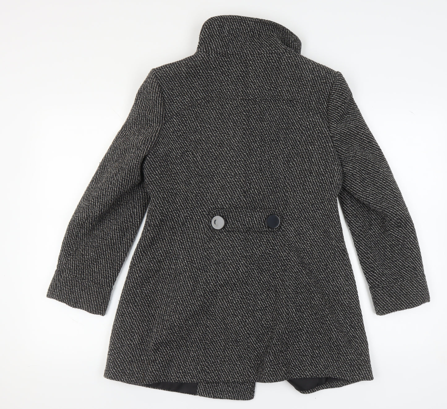Tuchuzy Women's Black Tweed Coat Size 12 Double-Breasted
