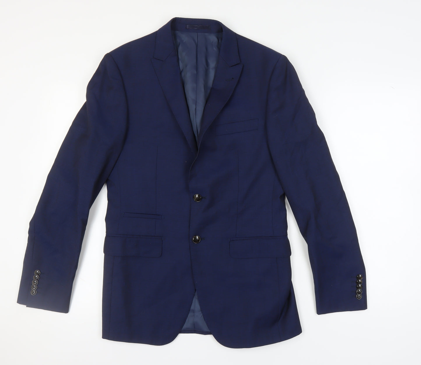 Linus Men's Blue Wool Blazer, Size 36, Regular Fit
