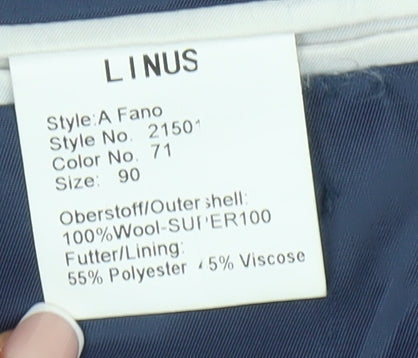 Linus Men's Blue Wool Blazer, Size 36, Regular Fit