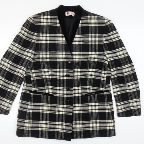 Bianca Women's Black Plaid Suit Jacket Size 14