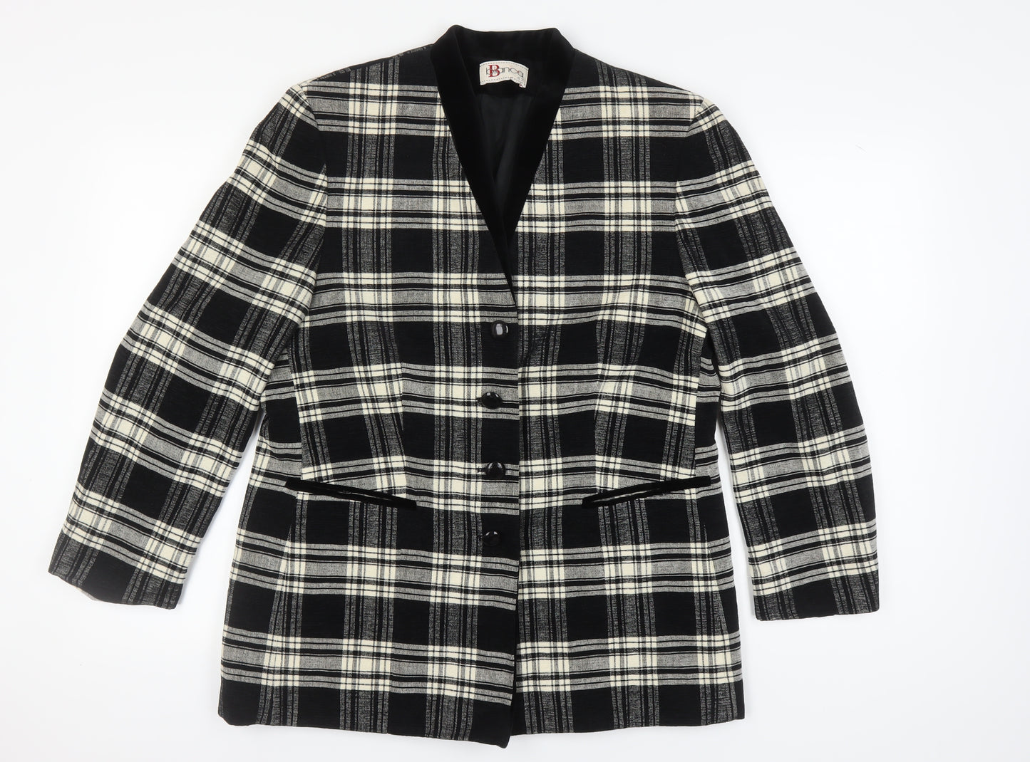 Bianca Women's Black Plaid Suit Jacket Size 14