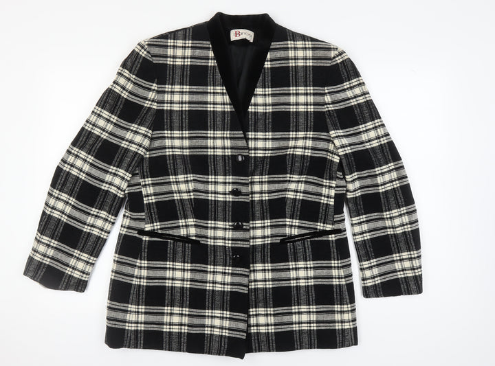 Bianca Women's Black Plaid Suit Jacket Size 14