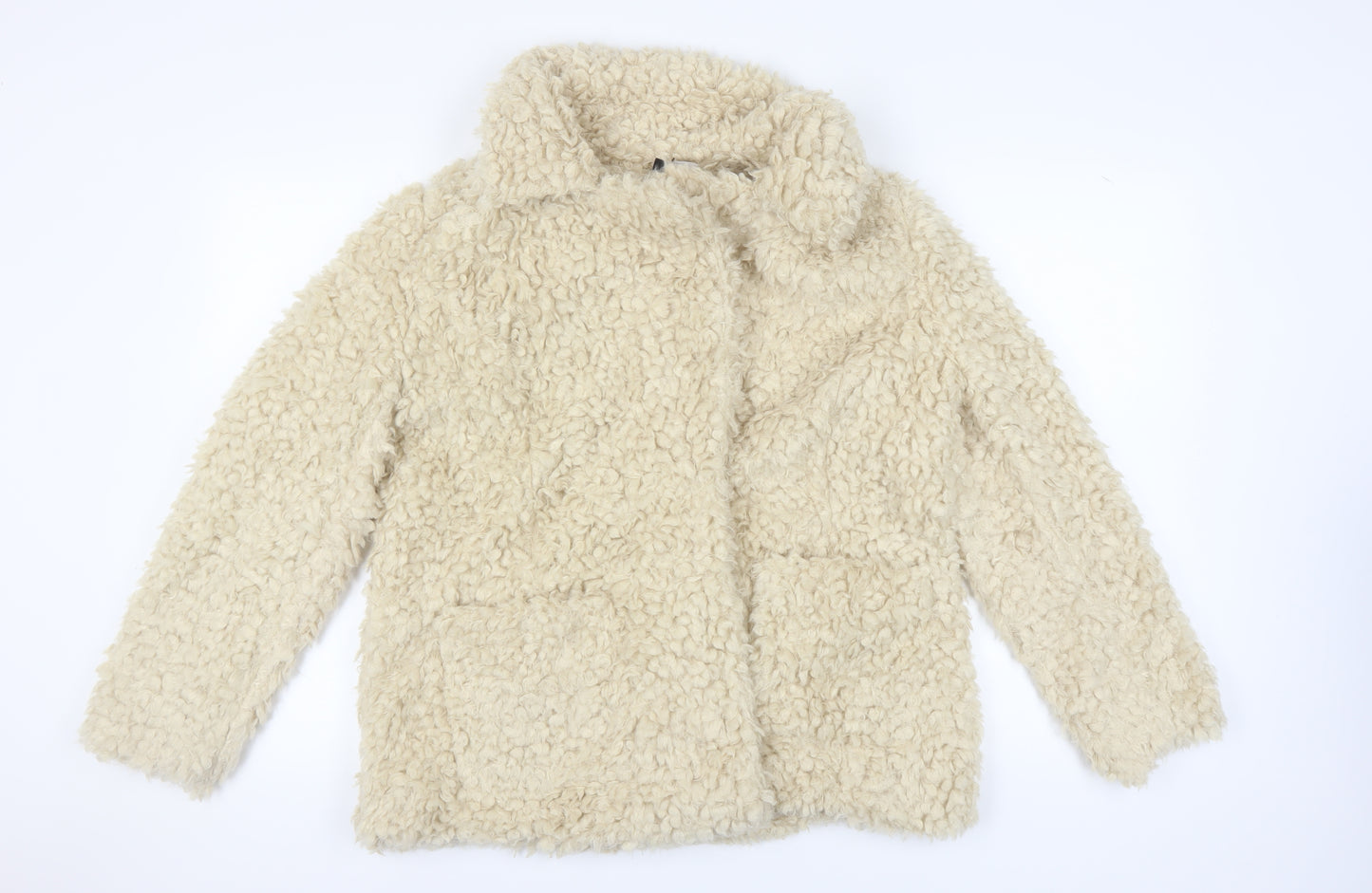 H&M Women's Beige Mid-Length Coat - Size M