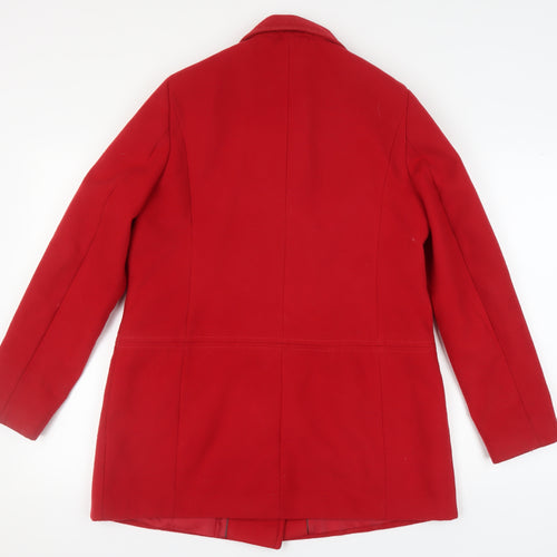 BHS Women's Red Pea Coat, Size 14, Classic Style