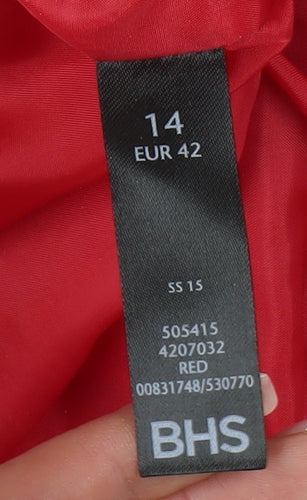 BHS Women's Red Pea Coat, Size 14, Classic Style