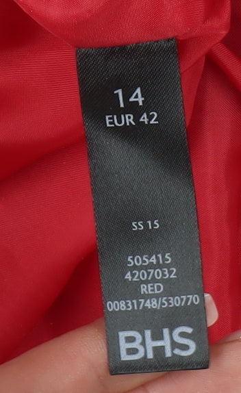 BHS Women's Red Pea Coat, Size 14, Classic Style