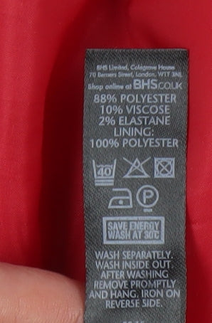 BHS Women's Red Pea Coat, Size 14, Classic Style