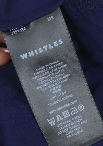 Whistles Women's Blue Cropped Blouse, Size 10, Ruffle