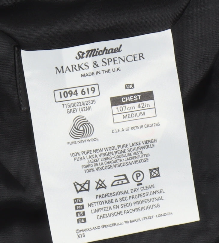 Marks & Spencer Men's Grey Wool Blazer Jacket 42R