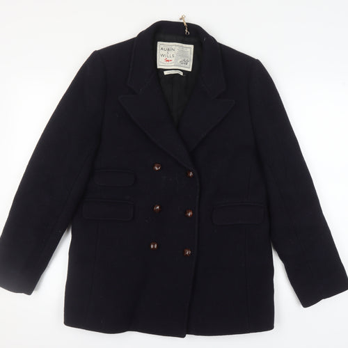 Aubin & Wills Women's Black Wool Pea Coat 14