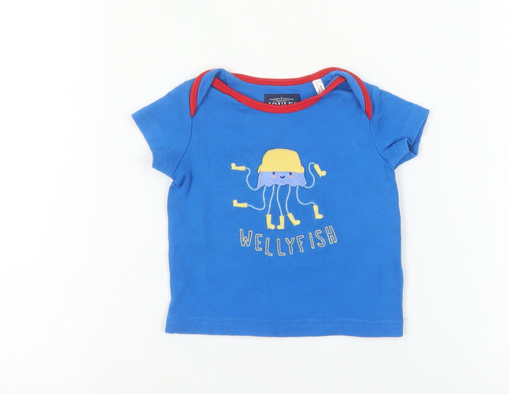 Joules Unisex Baby Blue T-Shirt 6-9 Months Graphic Print
