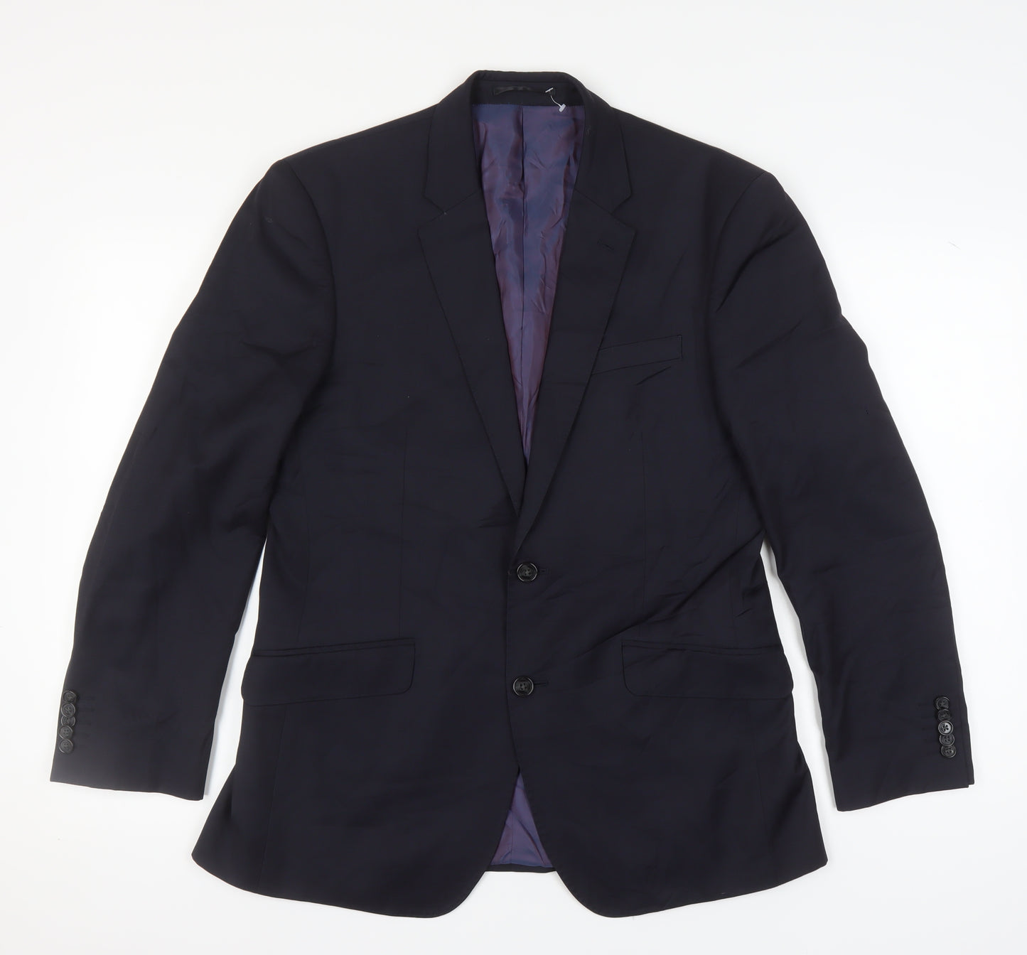 T.M. Lewin Men's Blue Regular Fit Wool Blazer 40R