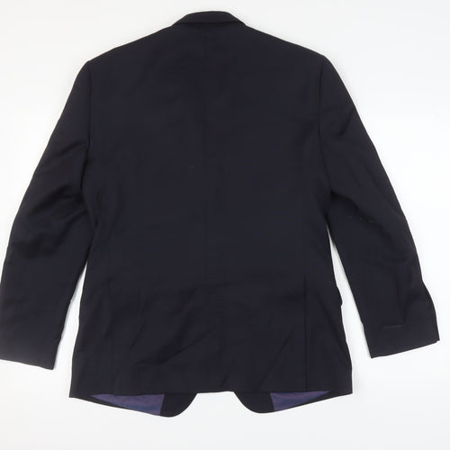T.M. Lewin Men's Blue Regular Fit Wool Blazer 40R