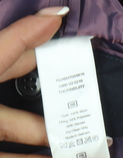 T.M. Lewin Men's Blue Regular Fit Wool Blazer 40R