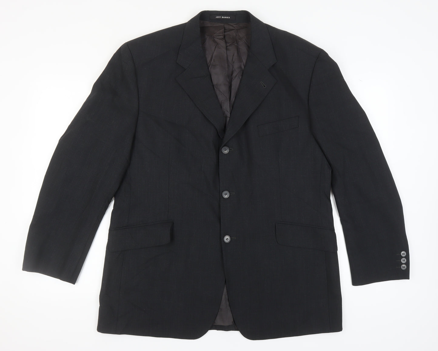 Jeff Banks Men's Black Wool Suit Jacket - Size 44R