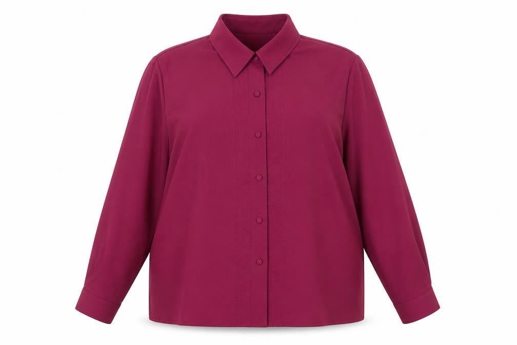 Front view of Eastex Women's Purple Button-Up Shirt, size 18