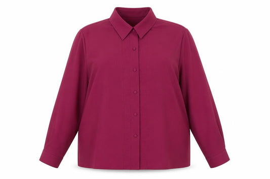 Front view of Eastex Women's Purple Button-Up Shirt, size 18