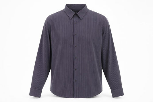 Front view of Thomas Nash Men's Blue Striped Button-Up Shirt L