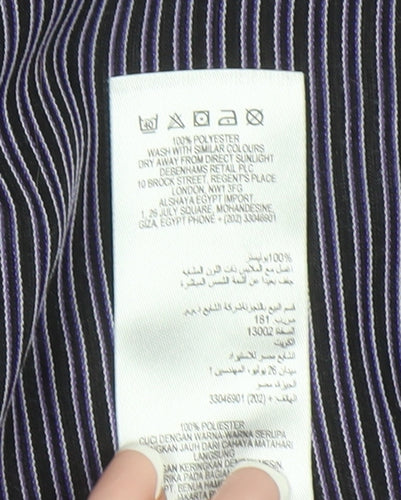 Thomas Nash Men's Blue Striped Button-Up Shirt L