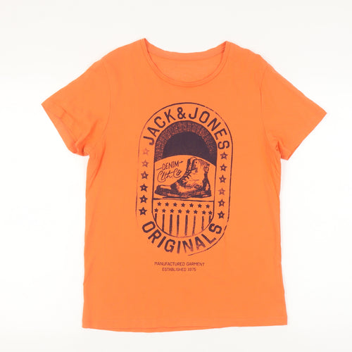 Jack & Jones Men's Orange Graphic T-Shirt, Size S