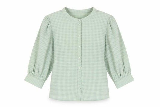 Front view of Jacqueline de Yong Green Blouse, size 12, Women's