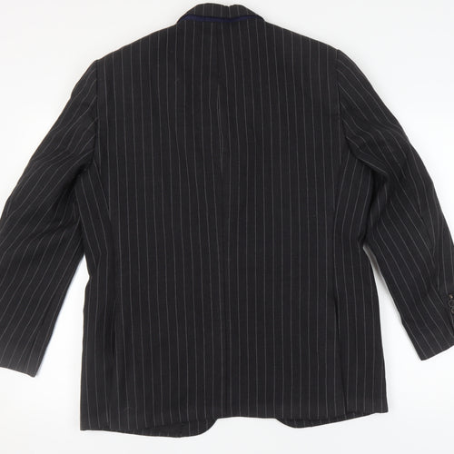 Aquascutum Men's Black Striped Blazer, Size 44, Wool