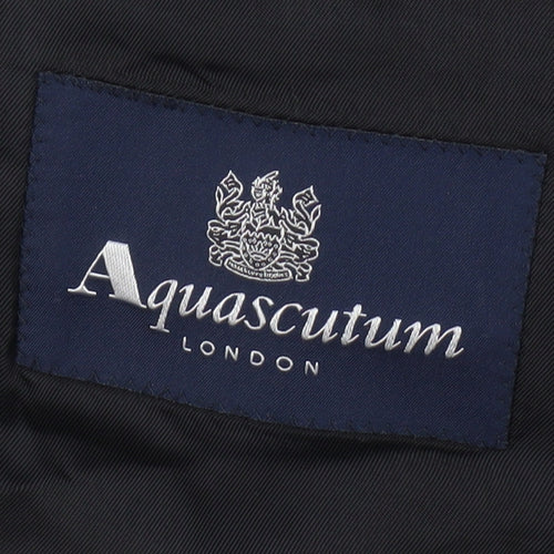 Aquascutum Men's Black Striped Blazer, Size 44, Wool