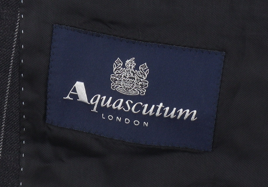 Aquascutum Men's Black Striped Blazer, Size 44, Wool