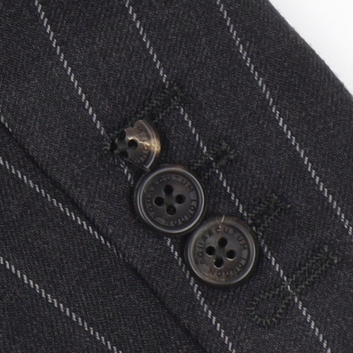 Aquascutum Men's Black Striped Blazer, Size 44, Wool