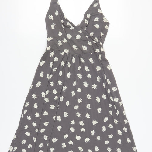 Boden Grey Halter Neck Floral Dress Size 10
