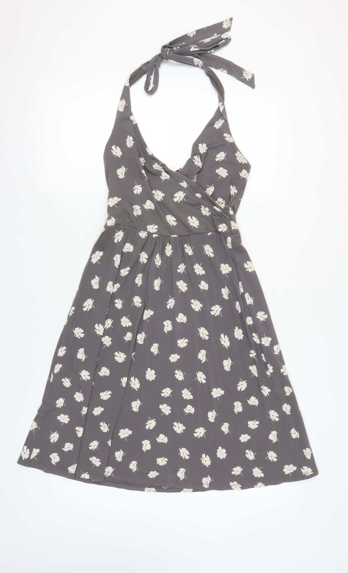 Boden Grey Halter Neck Floral Dress Size 10