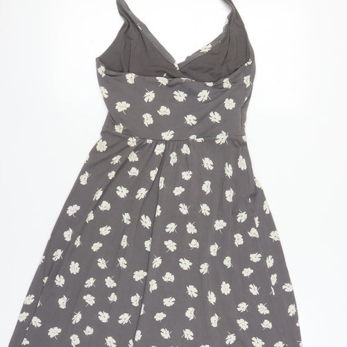 Boden Grey Halter Neck Floral Dress Size 10