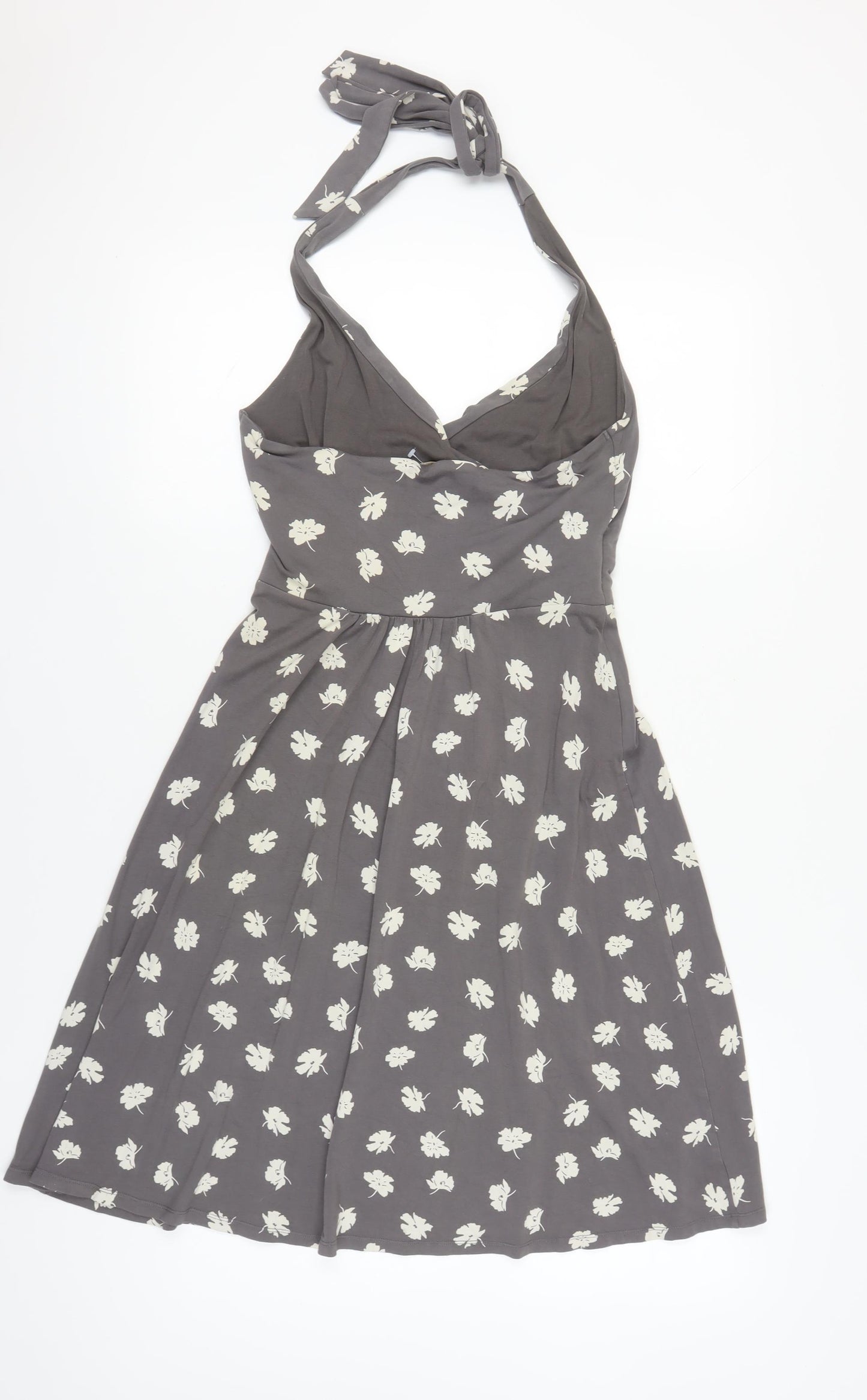 Boden Grey Halter Neck Floral Dress Size 10