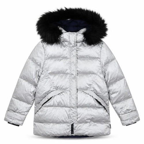Zara Girls Silver Puffer Jacket 13-14 Years Hooded Quilted