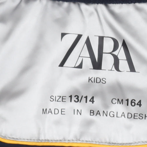 Zara Girls Silver Puffer Jacket 13-14 Years Hooded Quilted