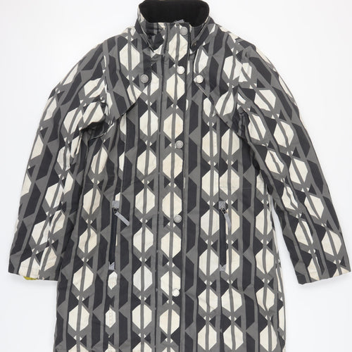 ETAGE Women's Grey Rain Coat, Size 12, Geometric Pattern