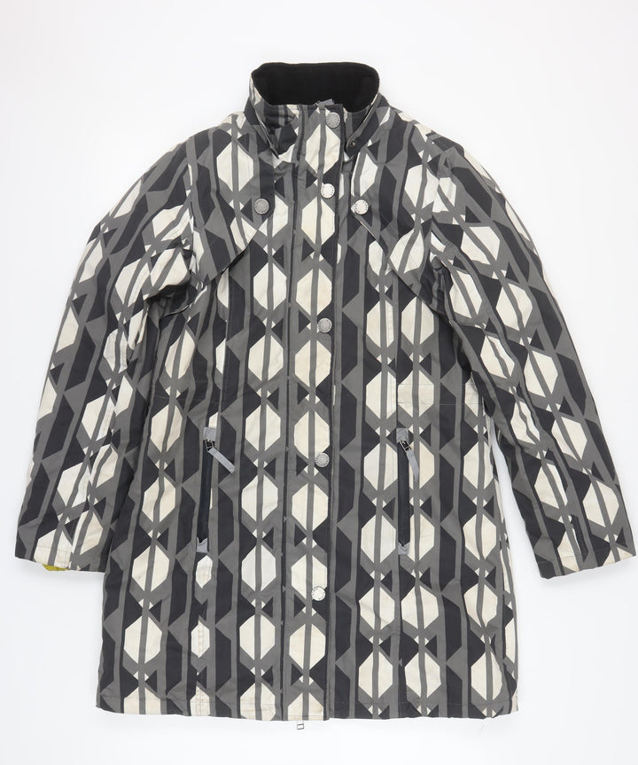 ETAGE Women's Grey Rain Coat, Size 12, Geometric Pattern