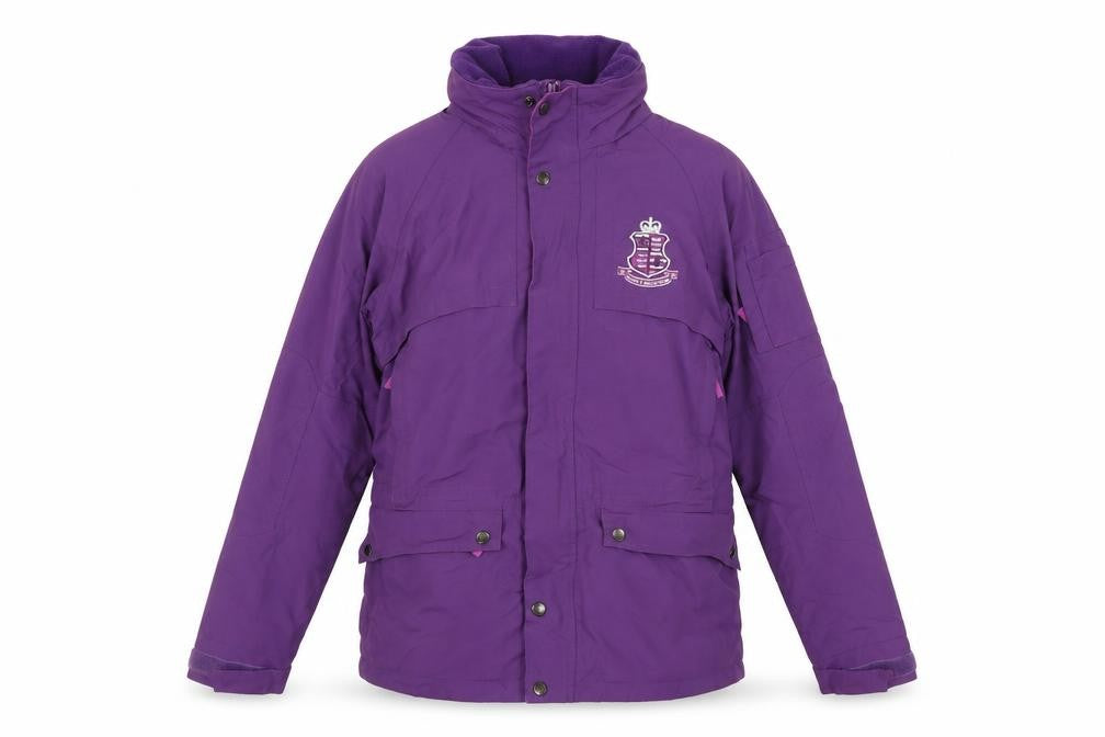 Front view of Shires Women's Purple Windbreaker Jacket, size S