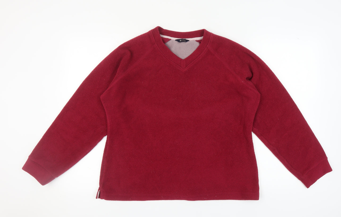 Peter Storm Women's Red V-Neck Fleece Sweatshirt - Size 16