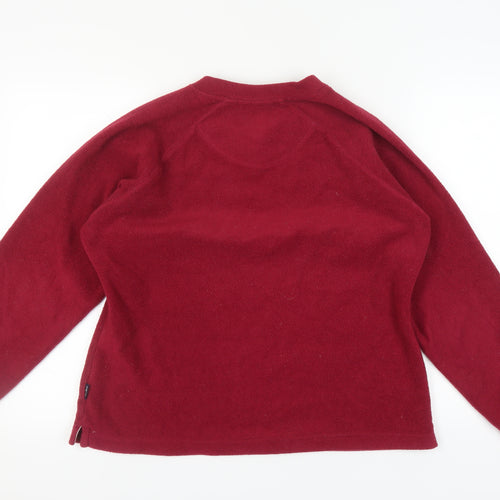 Peter Storm Women's Red V-Neck Fleece Sweatshirt - Size 16